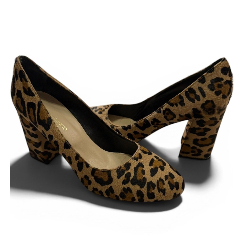 Grigiarancio Leopard Calf Hair Block Heel Pumps Brown Tan Black Size 39 Italy